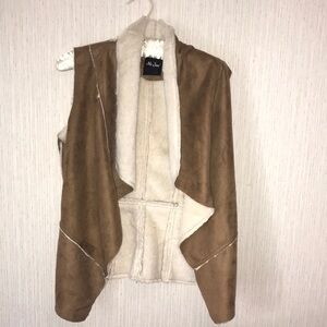 Me Jane faux leather faux fur lined Vest